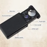 30X 60X Drawer-style Magnifying Glass With LED Light Jewelers Loupe And UV Currency Function Pocket Magnifier
