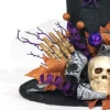 38cm black Halloween hat with decoration hand head bronze plated ball branch maple leaf silver ribbon purple glitter spider