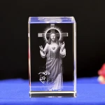 3D laser crystal engraving Christian Jesus series crystal religious souvenir craft