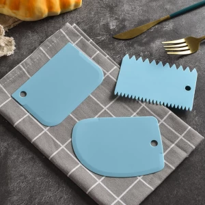 3Pc Baking Pastry Tools Plastic Dough Knife Icing Fondant Scraper Decorating Plain Smooth Jagged Edge Spatulas Cutters Cake Tool