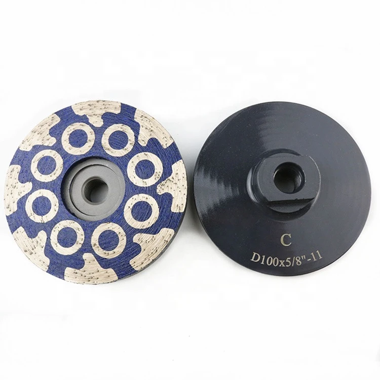 4 Inch Diamond Resin Filled Cup Wheel Grinding Wheel with Thread 5/8 inch-11 for Granite Stone and Tiles