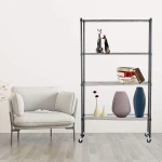 4 Tiers Chrome and Powder Coated Metal Storage Wire Shelf iron wire mesh storage+holders racks