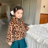 4092A4 winter Leopard Print kids jackets for girls coat baby outerwear outfit casual children clothes wholesale outfit