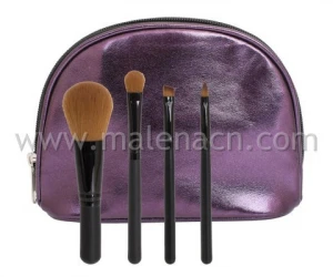 4PCS Synthetic Hair Makeup Brush Travel Set with Purple Case