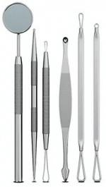 6 Comedone Extractor Instruments in Leather Travel Case for Removal Treatment of Pimples & Other Facial Impurities