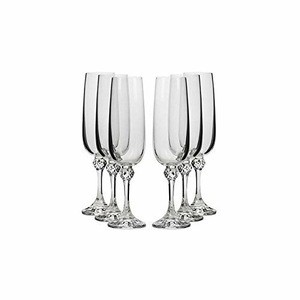 6-Ounce Julia Champagne Flute Classic Elegant Design Long Stem, Champagne Crystal Glasses for Sparkling Wine, Set of 6
