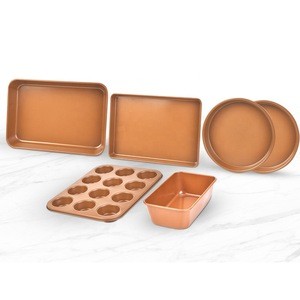 6 Pc Nonstick Premium Coating Bakeware Set Copper