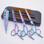 6.0 inch Stainless Steel Thinning Hair Curved Pet Scissors Set Curved Professional Pet Grooming Hair Scissors For Dog Cat