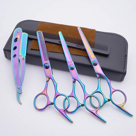 6.0 inch Stainless Steel Thinning Hair Curved Pet Scissors Set Curved Professional Pet Grooming Hair Scissors For Dog Cat