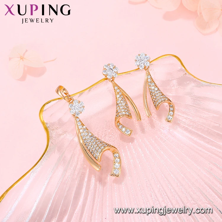 64259 Xuping saudi gold jewelry, wholesale Jewelry Fashion 18k gold Plated Brass Jewelry Sets, jewelrysets