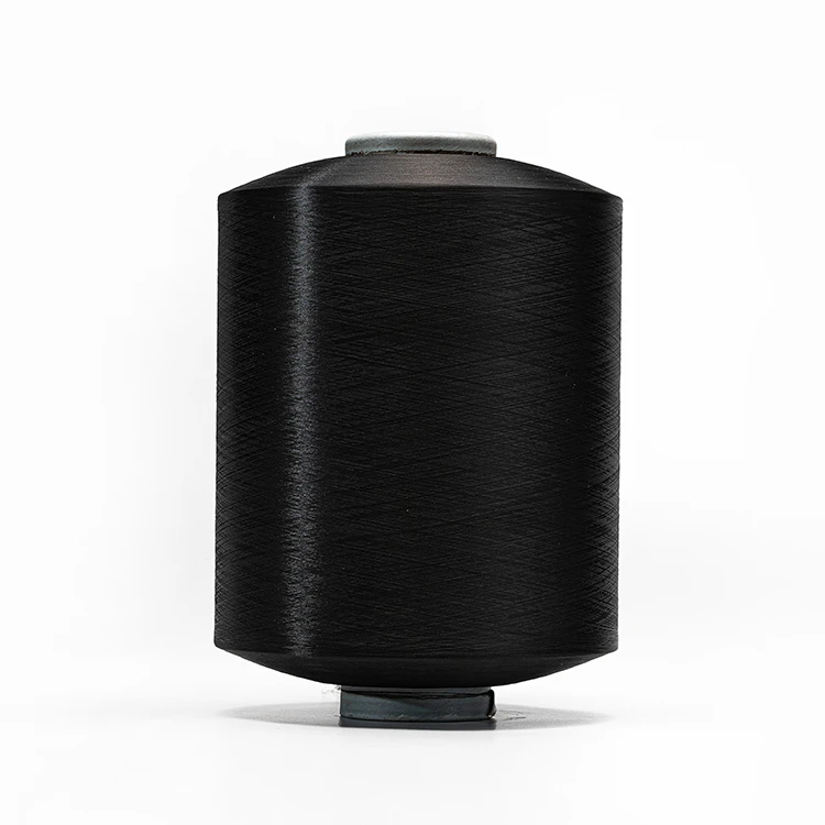 75D36F black polyester DTY stretch yarn standard polyester covered yarn75d/36f with grs and tc for weaving