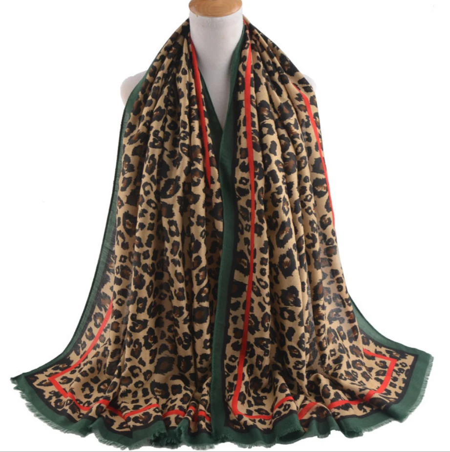 90*180cm High Quality Women Silk Scarf Leopard Print Pattern Twill Cotton Scarf
