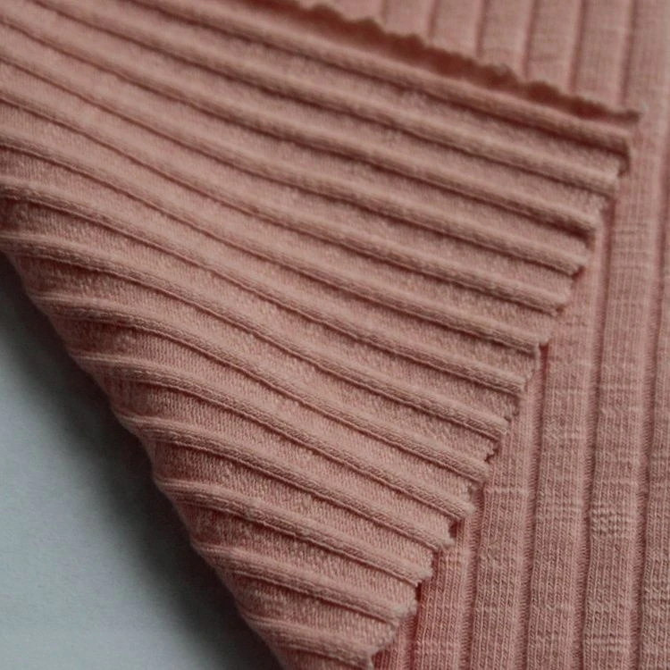 Buy 93% Cotton 7% Spandex 5x2 Elastic Slub Rib Knit Fabric For