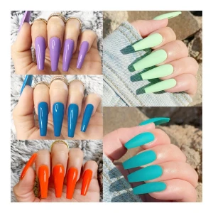 ABS New Lovely 24 Colorful Beauty Acrylic Nails Long Fingernails False nail press on