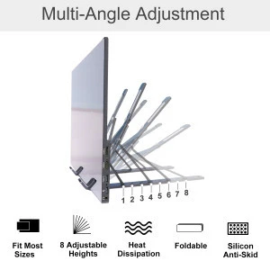 Adjustable Aluminum Portable Monitor stand Foldable Portable Desktop Holder for Laptop, iPad, Tablets,books etc