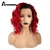 Import Anogol Short Curly Bob Synthetic Wigs Ombre Red Lace Front Wig from China