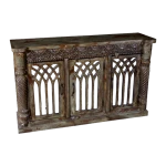 Antique Indian Wooden 3Door SideBoard [Carved]