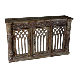 Antique Indian Wooden 3Door SideBoard [Carved]