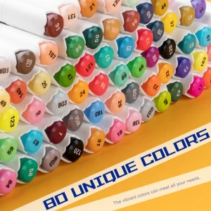 Arrtx 80 Colors Soft Brush Art Marker Set Dual Tip Brush Pens Brush & Chisel Double Tipped Sketch Marker for Kids