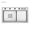 Asras SUS304 handmade kitchen sink fine brushed stepped base with drainer and kitchen tap manufacturer 8048J-1