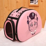 AZB129 Pet Carrier Bag Dog Cat Shoulder Bag Mesh Breathable Foldable Lovely Printed Travel Pet Bag