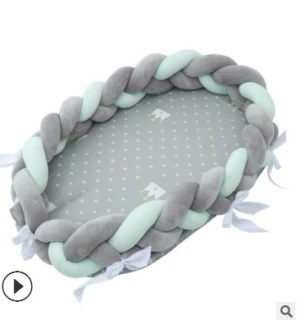Baby Crib Nest Bed Newborn Lounger Sleeper Knotted Braided Infant Nursery Decor Cradle Bumper