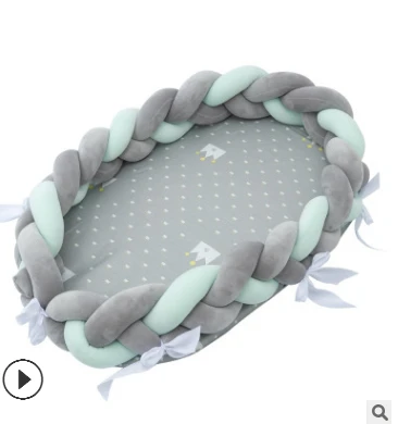 Baby Crib Nest Bed Newborn Lounger Sleeper Knotted Braided Infant Nursery Decor Cradle Bumper