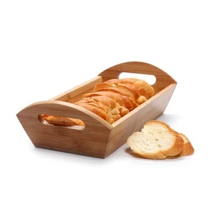 bamboo bread tray wooden bread box with FDA certificate,Buy bread box serving tray food tray with handles,bamboo bread tray