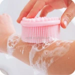 Bath & Shower Loofah Brush 2 in 1 Face & Body scrub Gentle body brush Skin 100% Better Scrubber silicone body brush for bath