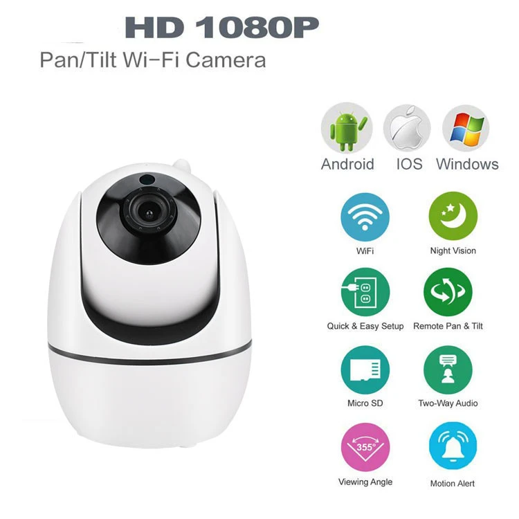 Best Factory Two Way Audio Infrared 10M 128GB 1080P Wifi Baby Monitor Phone Camera