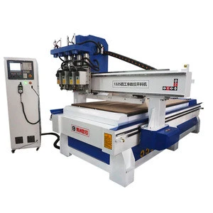 Best Price 3 Axis 1325 Multi Spindle Four Heads Pneumatic ATC Wood Door Cabinet Cnc Router Machine