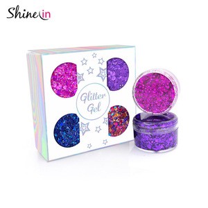 Best Sell Eco-Friendly Sparkle Eye Purple Pink Glitter Body Gel Shimmer Hair Holographic Face Body Glitter Gel