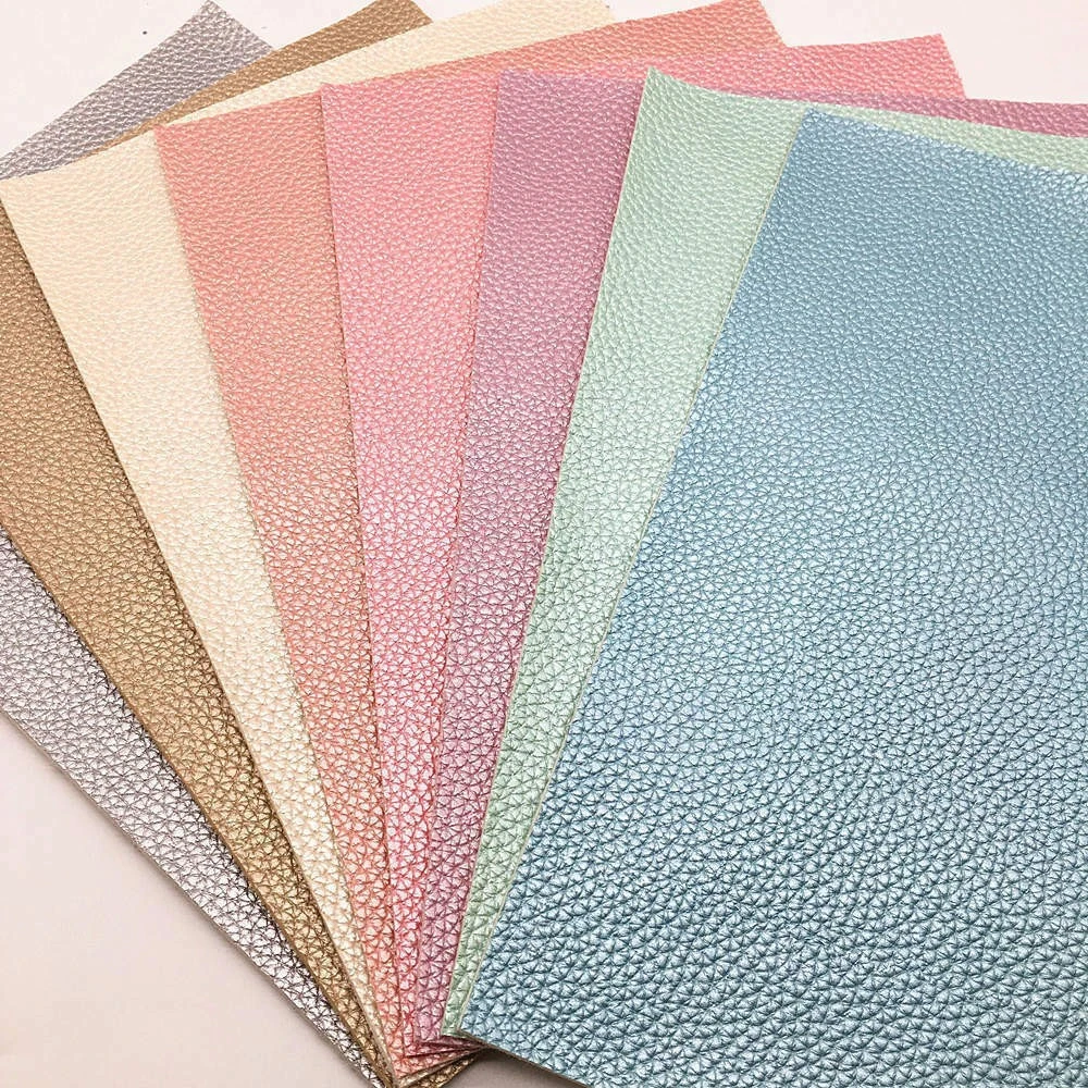 Best Seller A4 Pearly Lustrous Pearlized Lychee Embossed Shiny Faux Leather Sheet Fabric Vinyl For Shoes Bag Bow Crafting