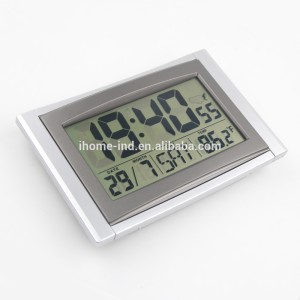 Big LCD display digital Radio Controlled clock Table Desk Clock
