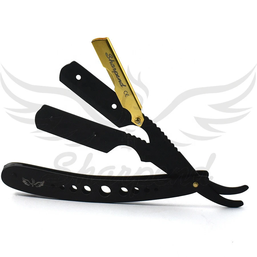 Black $ Gold Straight Edge Stainless Steel Barber Razor / Shaving &amp; Hair Removal Razor Beauty Instruments
