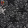 Black star pattern knitted modal cotton poly rayon hacci stock fabric