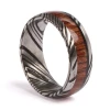 Black&Silver Wholesale Damascus Steel Wood Ring