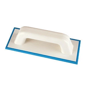 blue plaster trowel with plastic handle