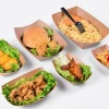 Boat type creative oil proof vegetable and fruit salad box disposable fried chicken rice chips kraft paper box for barbecue