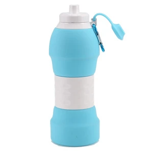 BPA Free Expandable Folding Collapsible Travel Sports Drinking Silicone Foldable Water Bottle