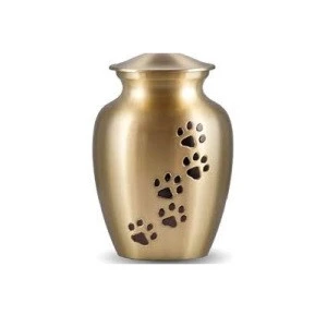Brass Pewter Pet Cremation Urns Stainless Steel Waterproof Unique Animal Paw Print Ashes Memory Pet Urn