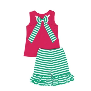 Bulk Children&#039;s Clothes Wholesale Kids Boutique Girl Tops and shorts 2pcs Clothing Set
