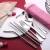 Import Camping Stainless Steel Gold Spoons Portable Travel Flatware Sets Cutlery with bag from China