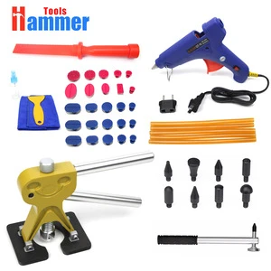 car dent repair Tools kit-dent liftter with 25pcs dent removal Pulling Tabs suction cup plate pdr hot melt glue gun Sticks