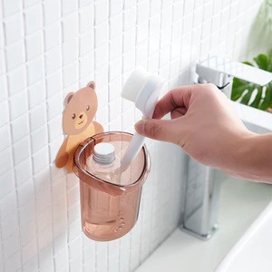 Cartoon Bear Home Decoration Storage Drain Rack Non-Trace Stick Toothbrush Wall Mounted Holder