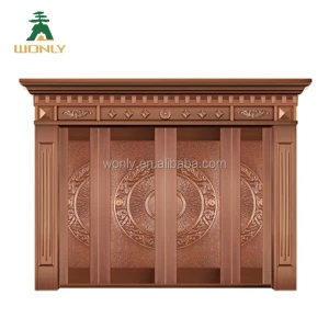 Carved Design High Quality Luxury Double entry villas copper door metal entry doors design