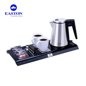 CE Approved hotel tea infuser electric kettle tray over pour 0.8L stainless steel functions of kettle parts with tea tray