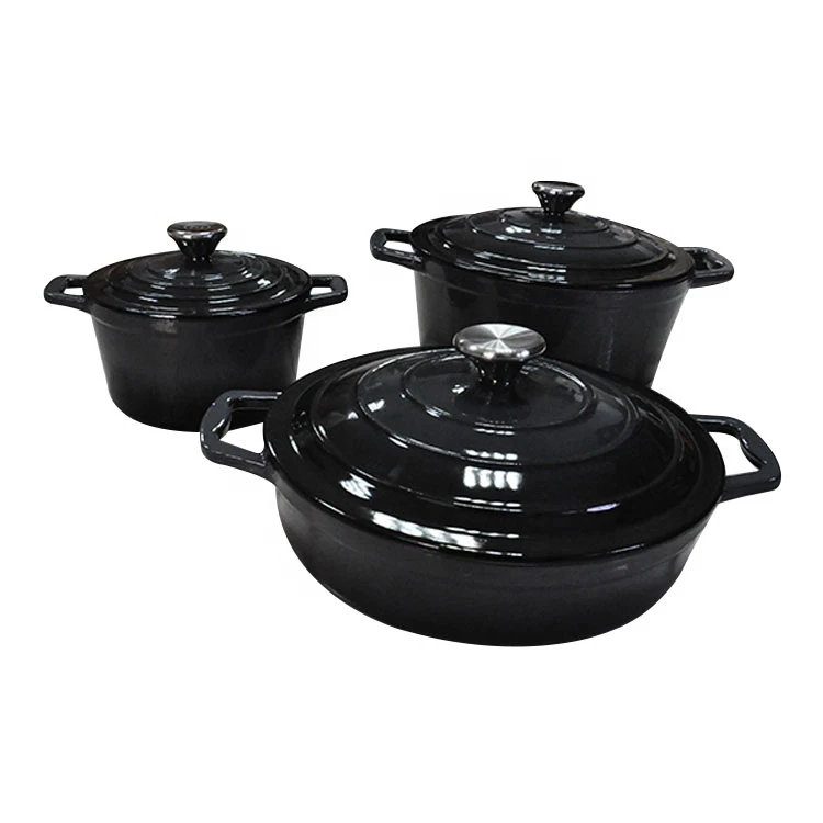 Cheap set of cast iron enamel cooking soup pot cookware sets