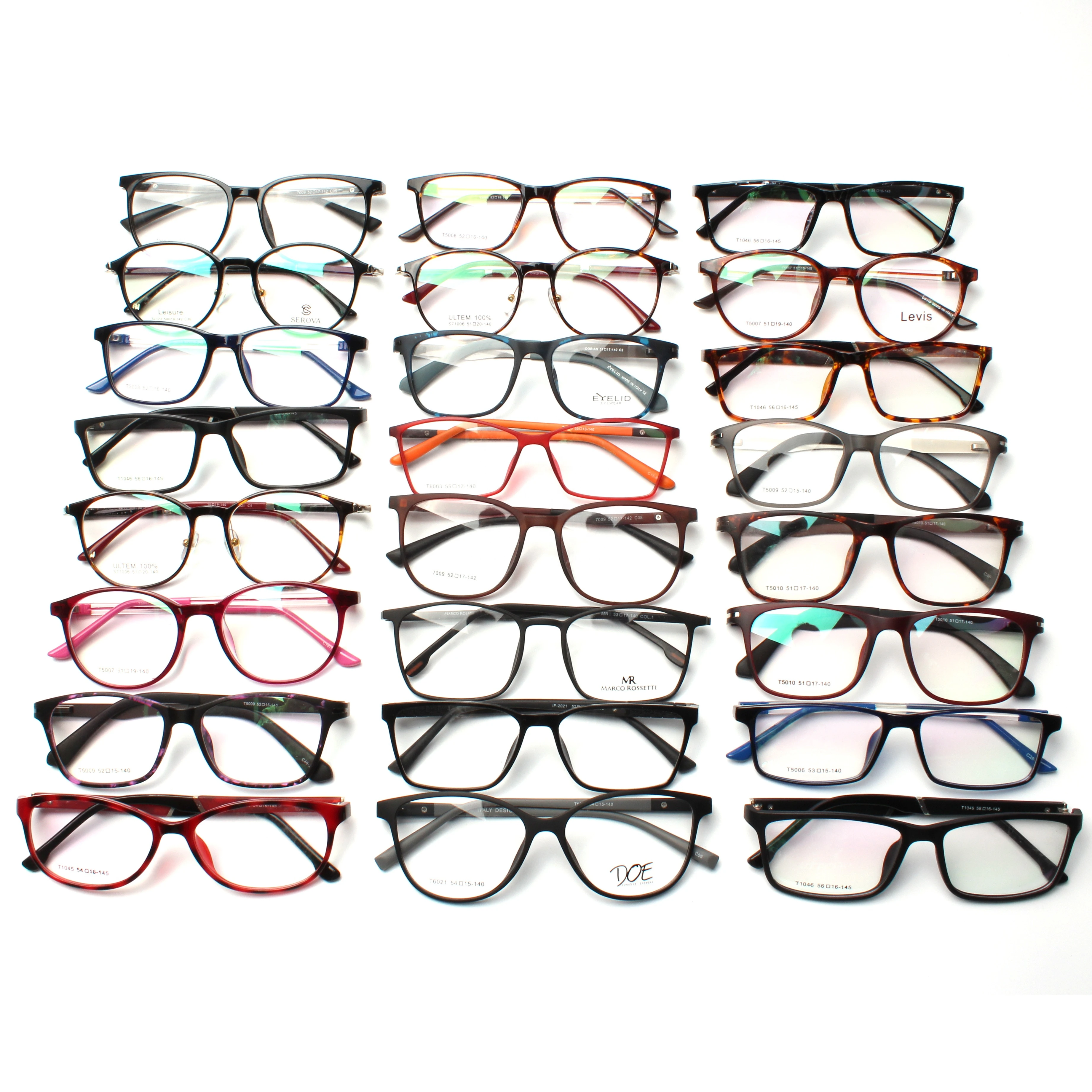 Cheap stock assort eye glass frames ready made mixed colors high quality TR90 optical frames