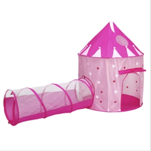 Children&#39;s Tunnel Tent Folding Luminous Yurt Two-Piece Princess Castle Storage Bag Children&#39;s Toy Gift Indoor and Outdoor Use, D